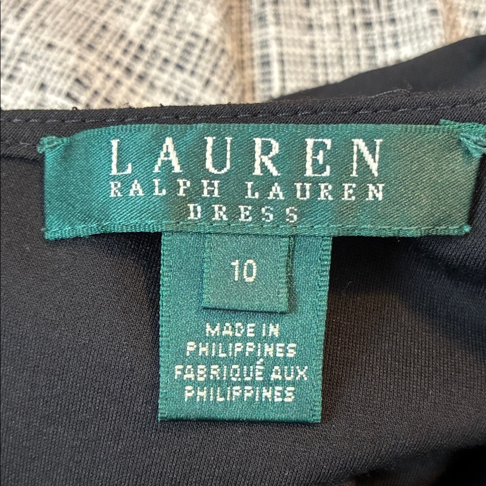 Lauren Ralph Lauren Black and Cream A-Line Long Sleeve Dress - Picture 6 of 6